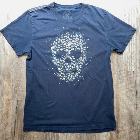 Vintage Lucky Brand Skull Tee Shirt Men's Small Photomosaic - Picture 1 of 5